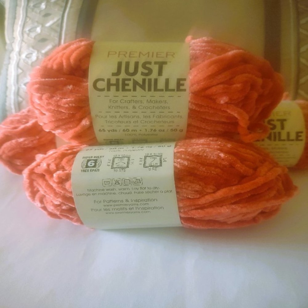NWT Just Chenille Yarn Salmon Lot of 4 skeins